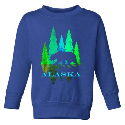 Alaska Alaskan Northern Light Trees With Bear Toddler Sweatshirt
