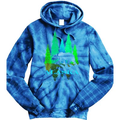 Alaska Alaskan Northern Light Trees With Bear Tie Dye Hoodie
