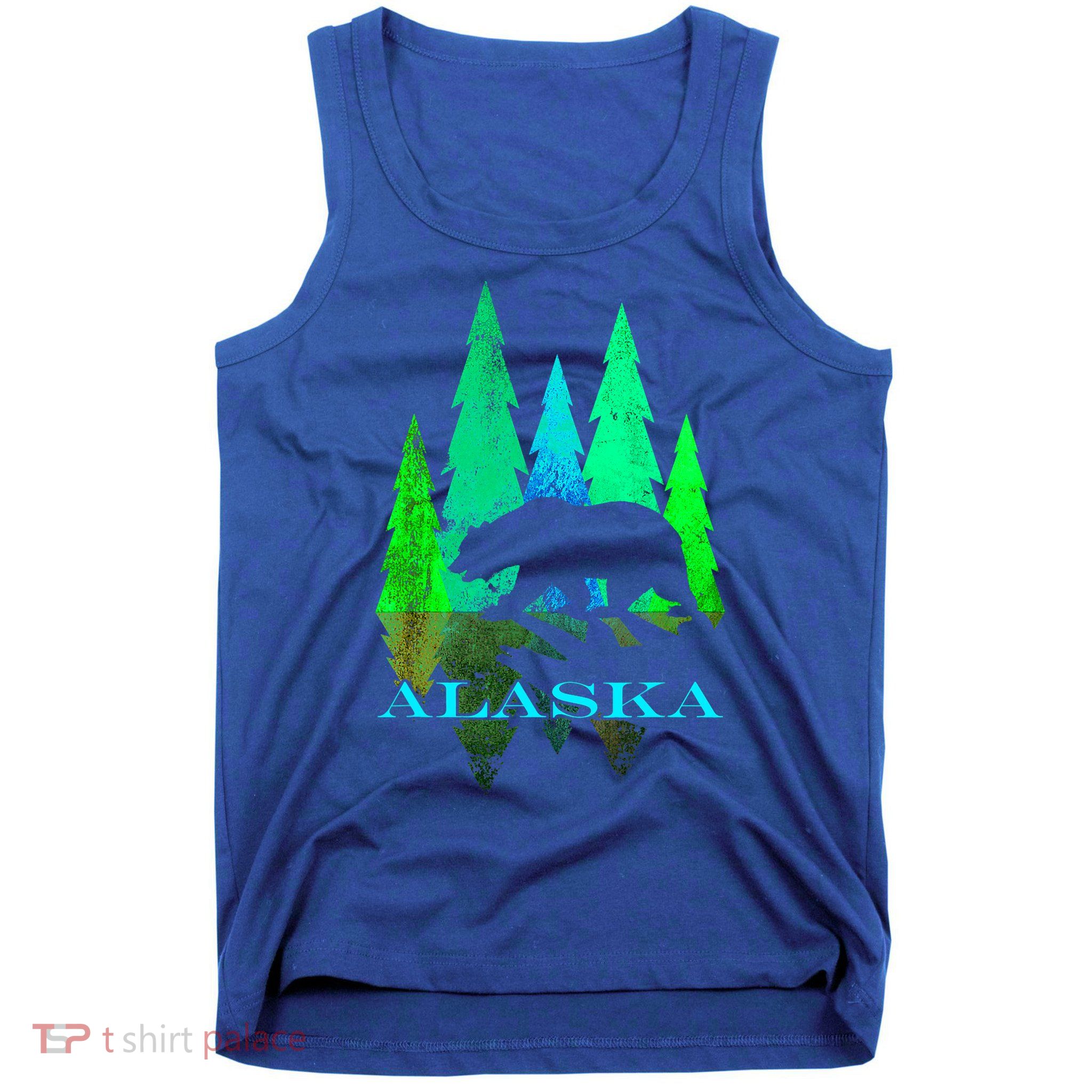 Alaska Alaskan Northern Light Trees With Bear Tank Top