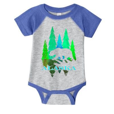 Alaska Alaskan Northern Light Trees With Bear Infant Baby Jersey Bodysuit