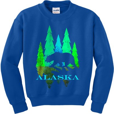 Alaska Alaskan Northern Light Trees With Bear Kids Sweatshirt