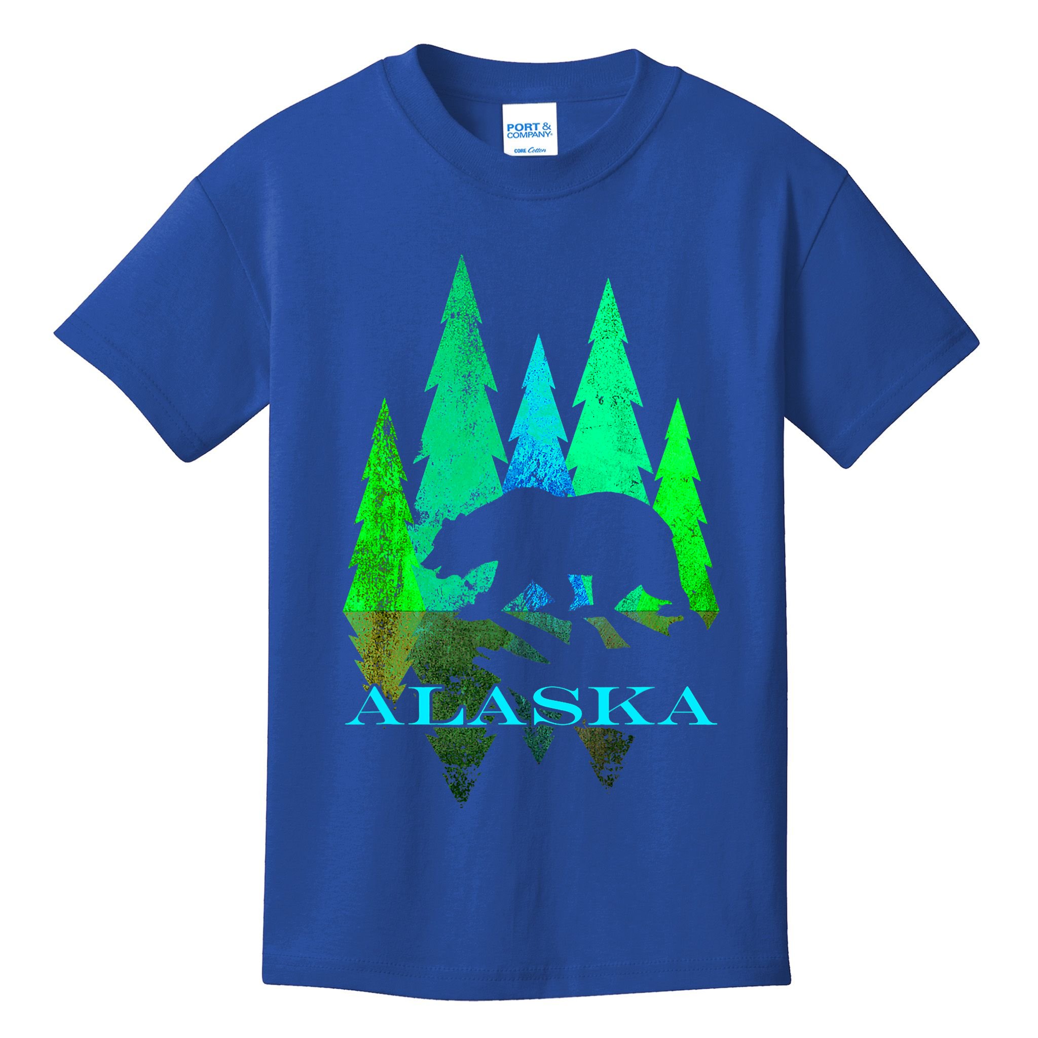 Alaska Alaskan Northern Light Trees With Bear Kids T-Shirt