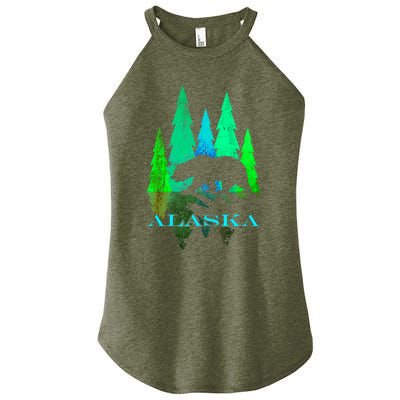 Alaska Alaskan Northern Light Trees With Bear Women’s Perfect Tri Rocker Tank