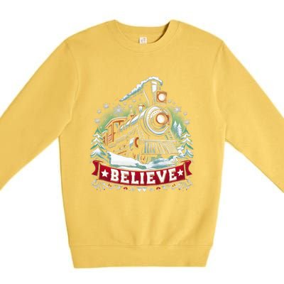 All Aboard North Pole Xmas Santa Long Sleeve Premium Crewneck Sweatshirt