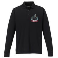 All Aboard North Pole Xmas Santa Long Sleeve Performance Long Sleeve Polo