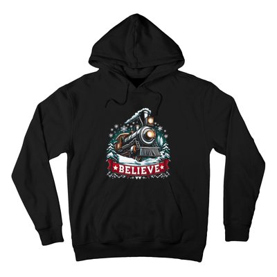 All Aboard North Pole Xmas Santa Long Sleeve Hoodie