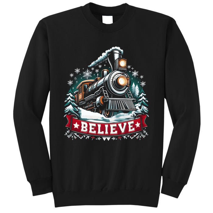 All Aboard North Pole Xmas Santa Long Sleeve Sweatshirt