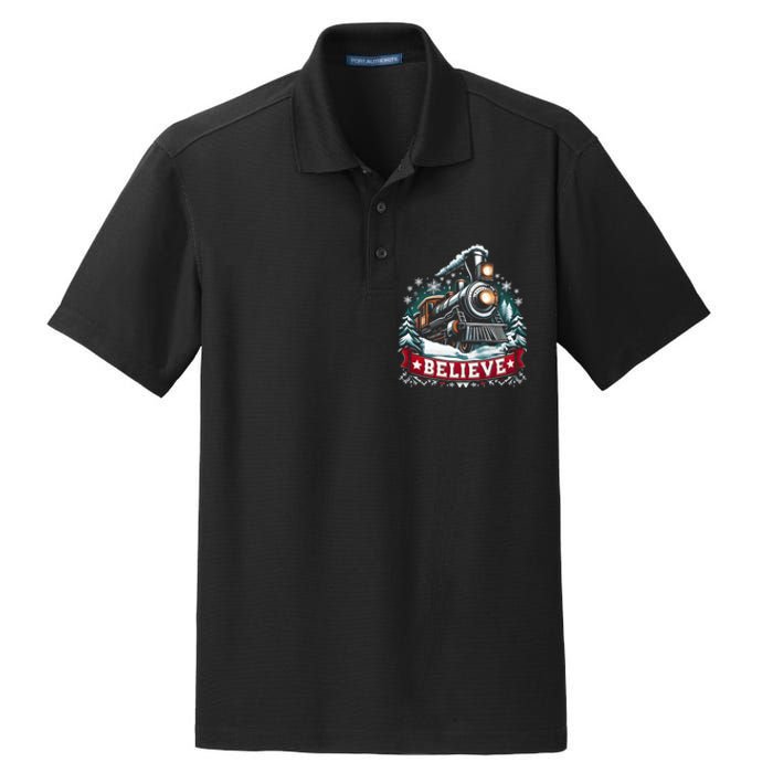 All Aboard North Pole Xmas Santa Long Sleeve Dry Zone Grid Polo