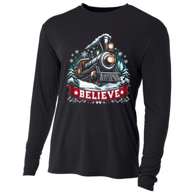 All Aboard North Pole Xmas Santa Long Sleeve Cooling Performance Long Sleeve Crew