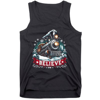 All Aboard North Pole Xmas Santa Long Sleeve Tank Top