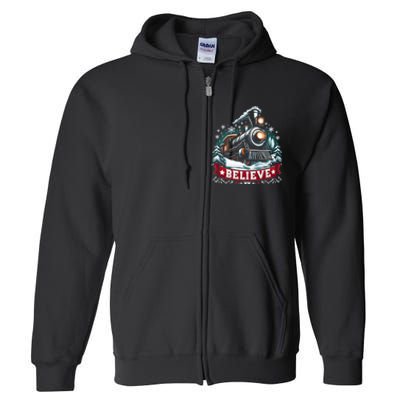 All Aboard North Pole Xmas Santa Long Sleeve Full Zip Hoodie