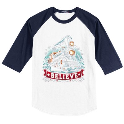 All Aboard North Pole Xmas Santa Long Sleeve Baseball Sleeve Shirt