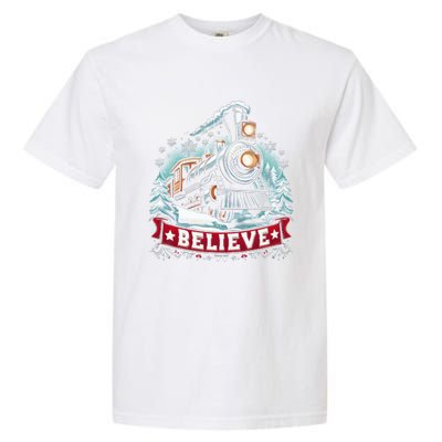 All Aboard North Pole Xmas Santa Long Sleeve Garment-Dyed Heavyweight T-Shirt