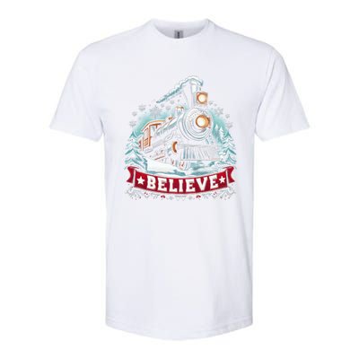 All Aboard North Pole Xmas Santa Long Sleeve Softstyle CVC T-Shirt