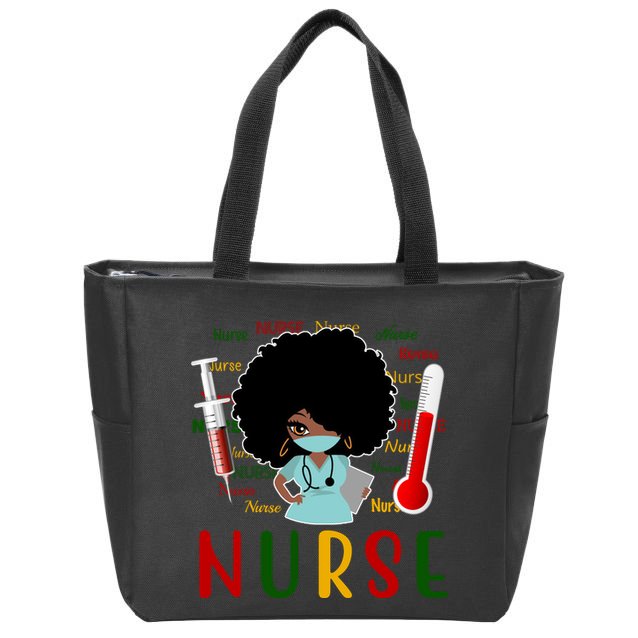 African American Nurse Zip Tote Bag