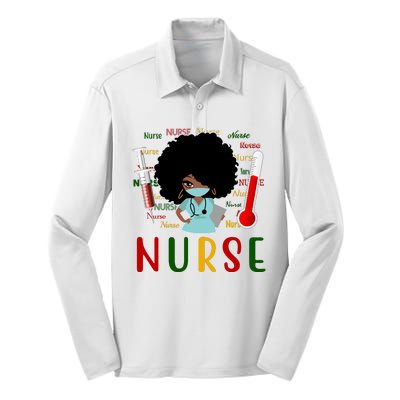 African American Nurse Silk Touch Performance Long Sleeve Polo