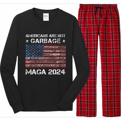 Americans Are Not Garbage Maga 2024 Trump Vance Long Sleeve Pajama Set