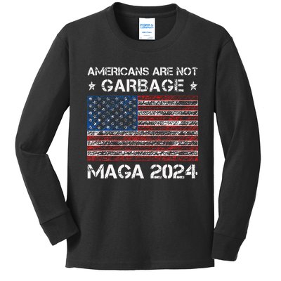 Americans Are Not Garbage Maga 2024 Trump Vance Kids Long Sleeve Shirt