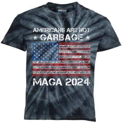 Americans Are Not Garbage Maga 2024 Trump Vance Kids Tie-Dye T-Shirt