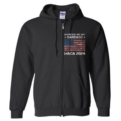 Americans Are Not Garbage Maga 2024 Trump Vance Full Zip Hoodie