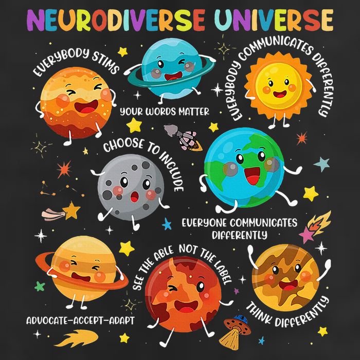 Autism Awareness Neurodiverse Universe Planets  Garment-Dyed Heavyweight T-Shirt