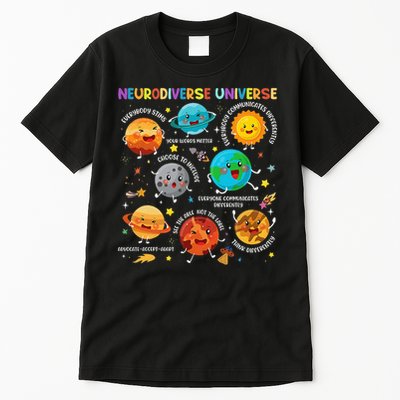 Autism Awareness Neurodiverse Universe Planets  Tall T-Shirt