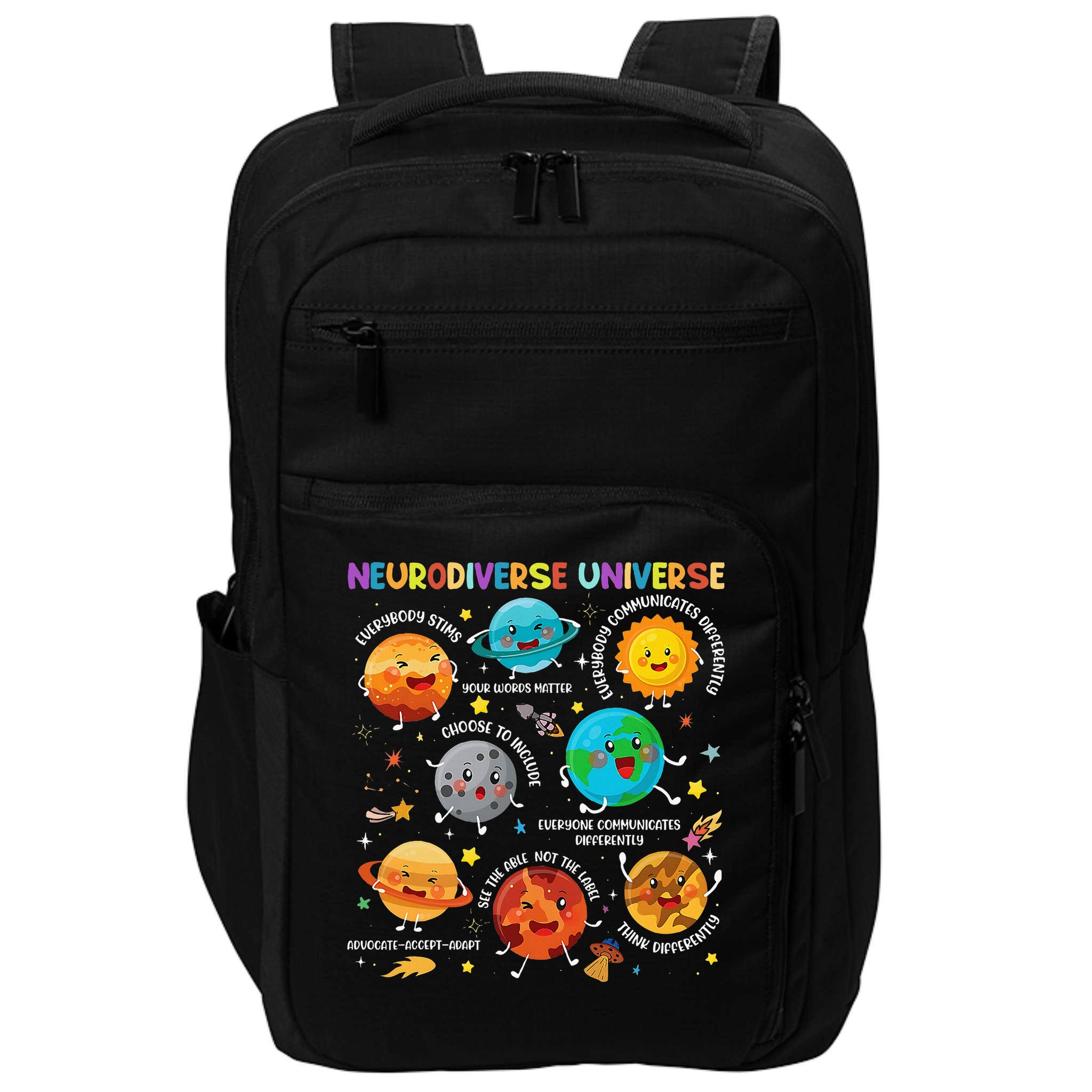 Autism Awareness Neurodiverse Universe Planets  Impact Tech Backpack