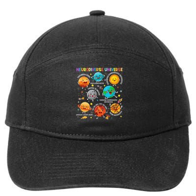 Autism Awareness Neurodiverse Universe Planets  7-Panel Snapback Hat