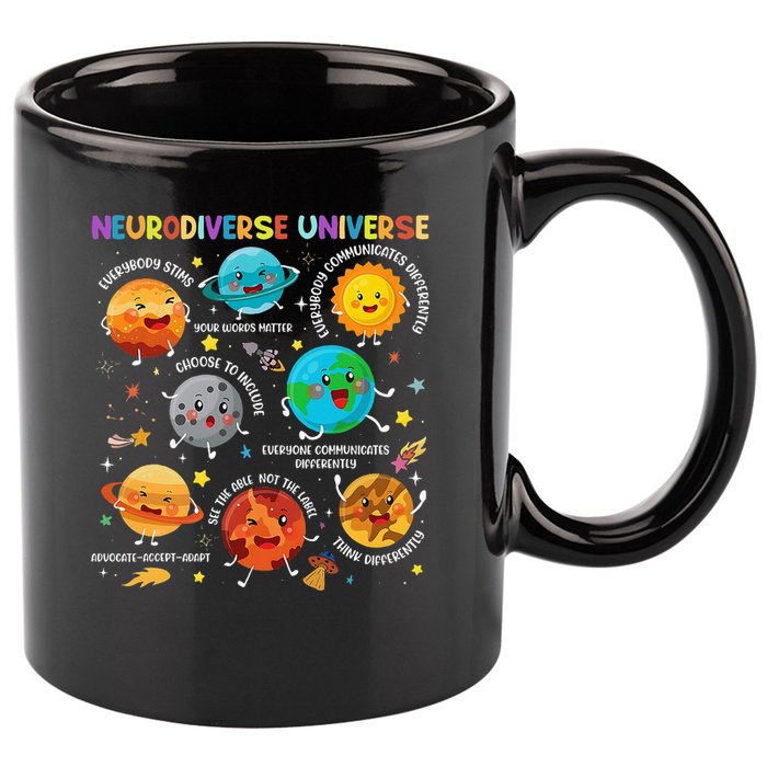 Autism Awareness Neurodiverse Universe Planets  11oz C Handle Ceramic Mug