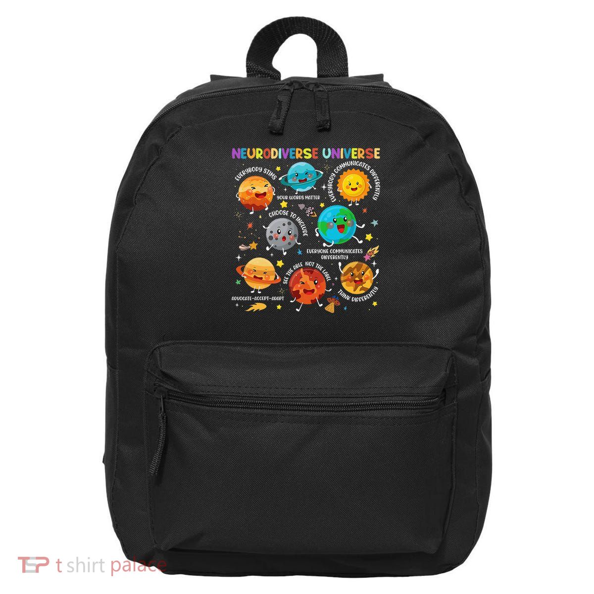 Autism Awareness Neurodiverse Universe Planets  16 in Basic Backpack