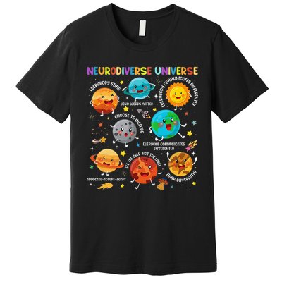 Autism Awareness Neurodiverse Universe Planets  Premium T-Shirt