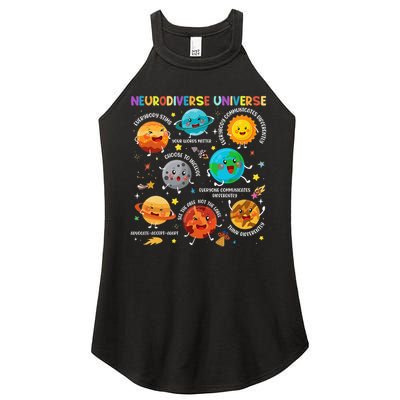 Autism Awareness Neurodiverse Universe Planets  Women's Perfect Tri Rocker Tank