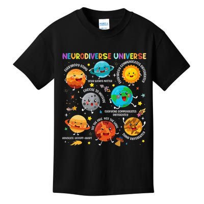 Autism Awareness Neurodiverse Universe Planets  Kids T-Shirt