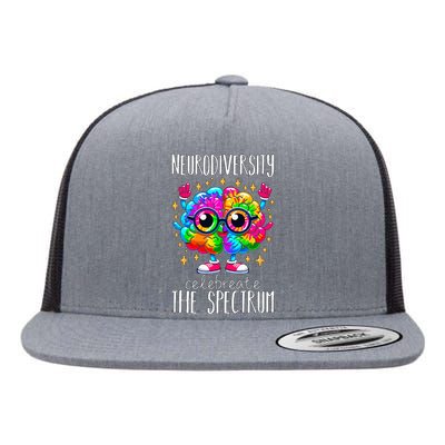 Autism Awareness Neurodiversity Brain Flat Bill Trucker Hat