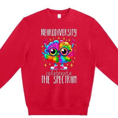 Autism Awareness Neurodiversity Brain Premium Crewneck Sweatshirt