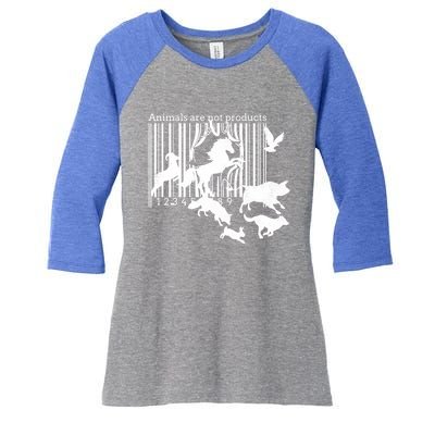 Animals Are Not Products Animal Rights Liberation Vegan Gift Funny Gift Women's Tri-Blend 3/4-Sleeve Raglan Shirt