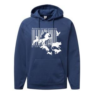 Animals Are Not Products Animal Rights Liberation Vegan Gift Funny Gift Performance Fleece Hoodie