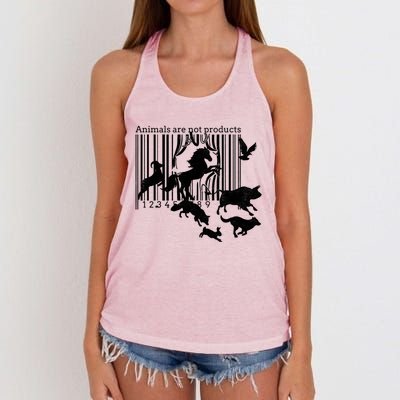 Animals Are Not Products Animal Rights Liberation Vegan Gift Funny Gift Women's Knotted Racerback Tank