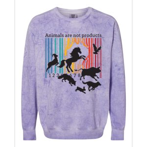 Animals Are Not Products Liberation Vegetarian Animal Rights Gift Colorblast Crewneck Sweatshirt