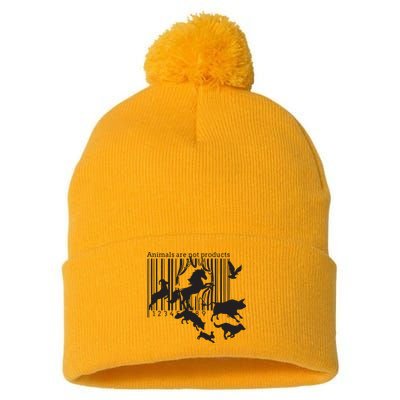 Animals Are Not Products Animal Rights Liberation Vegan Gift Pom Pom 12in Knit Beanie