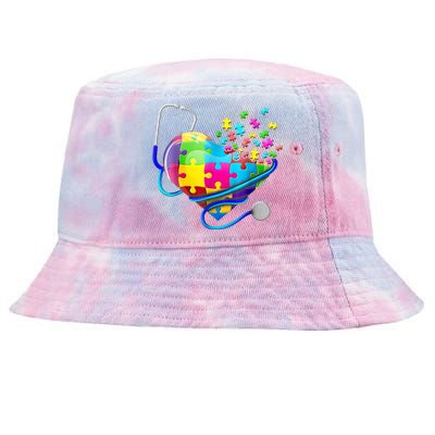 Autism Awareness Nurse Heart Tie-Dyed Bucket Hat