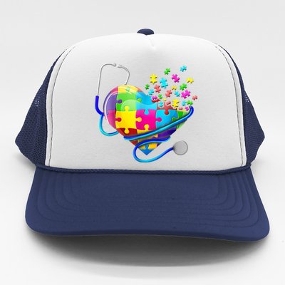 Autism Awareness Nurse Heart Trucker Hat