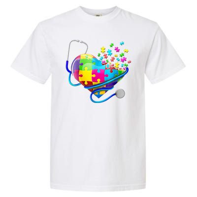 Autism Awareness Nurse Heart Garment-Dyed Heavyweight T-Shirt