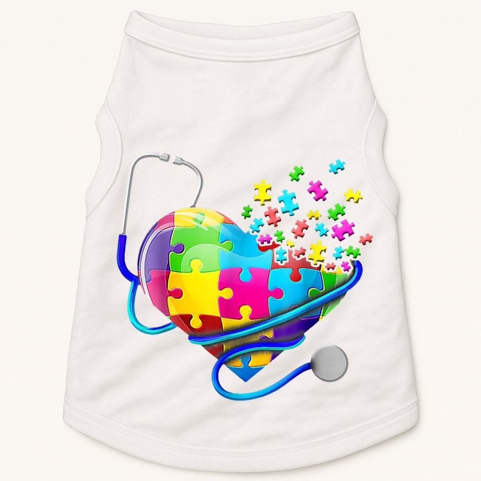 Autism Awareness Nurse Heart Doggie Tank