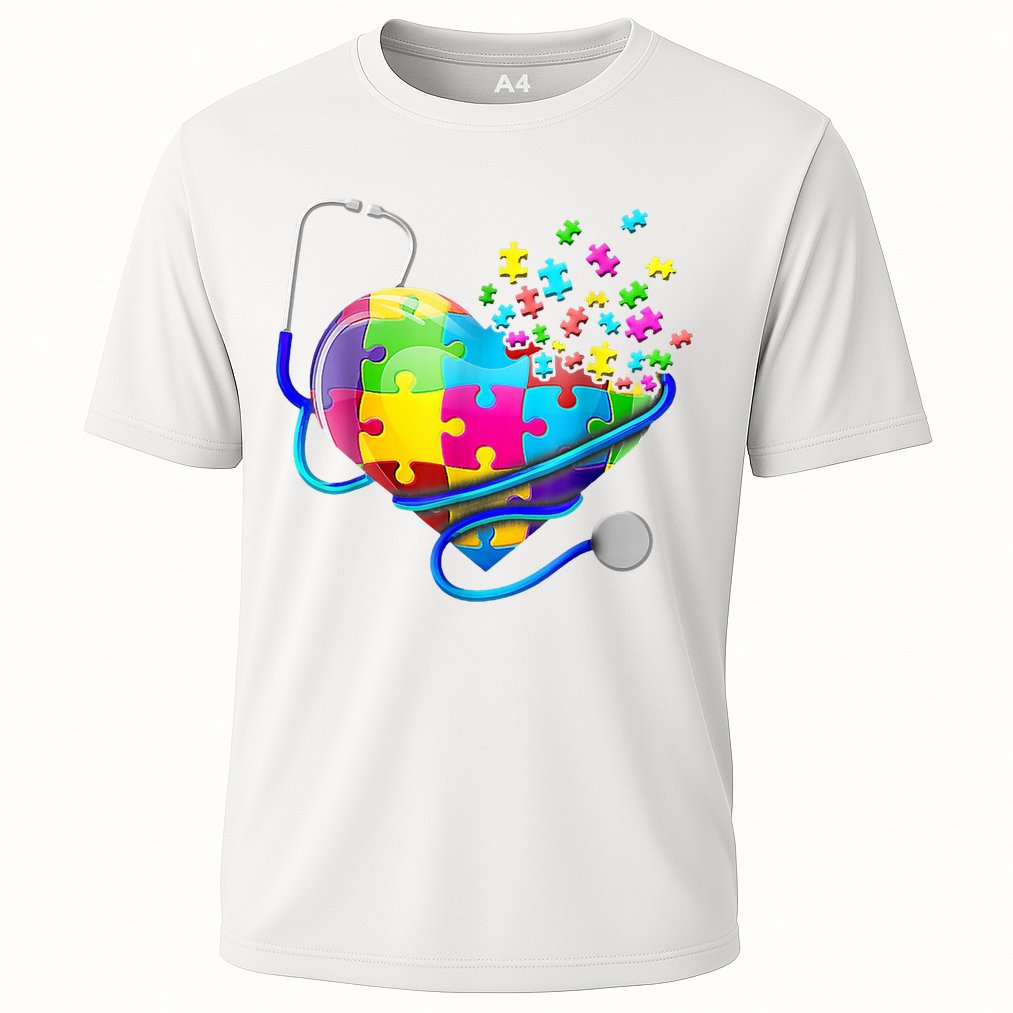 Autism Awareness Nurse Heart Cooling Performance Crew T-Shirt
