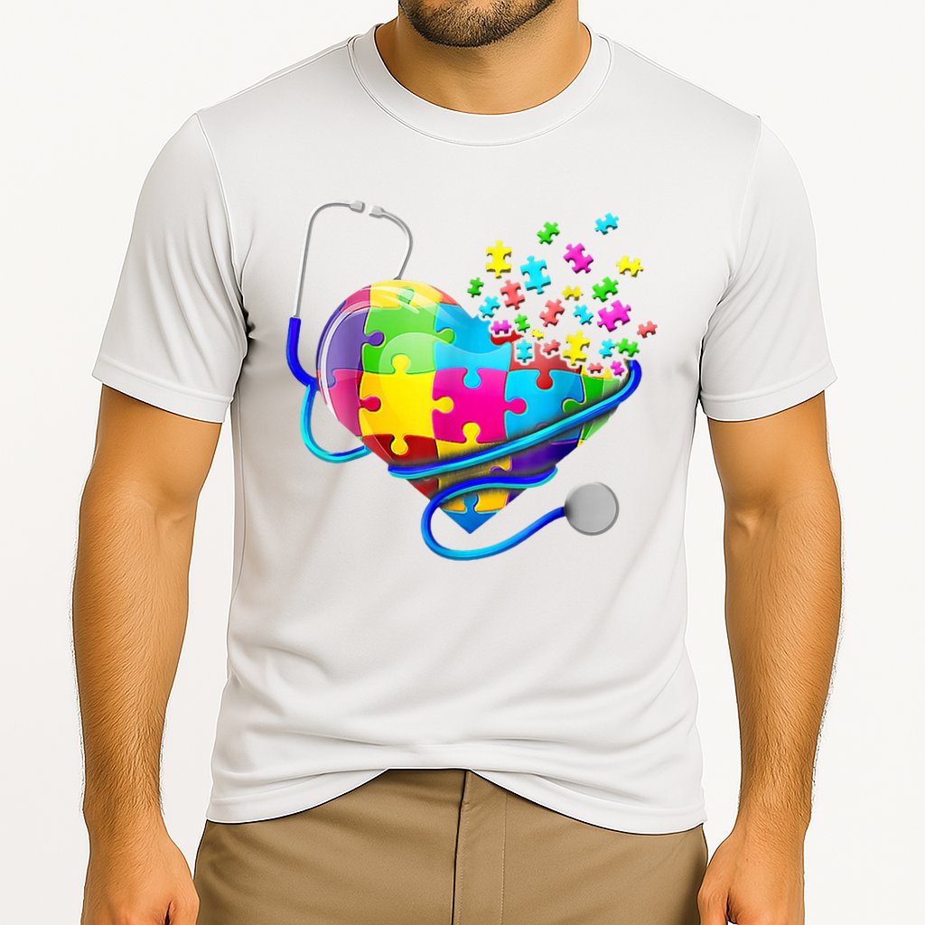 Autism Awareness Nurse Heart Cooling Performance Crew T-Shirt