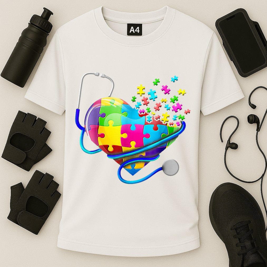 Autism Awareness Nurse Heart Cooling Performance Crew T-Shirt