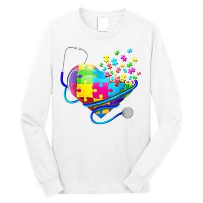Autism Awareness Nurse Heart Long Sleeve Shirt