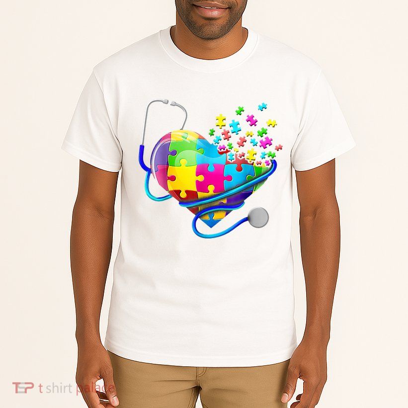 Autism Awareness Nurse Heart Tall T-Shirt