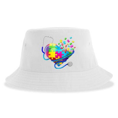 Autism Awareness Nurse Heart Sustainable Bucket Hat